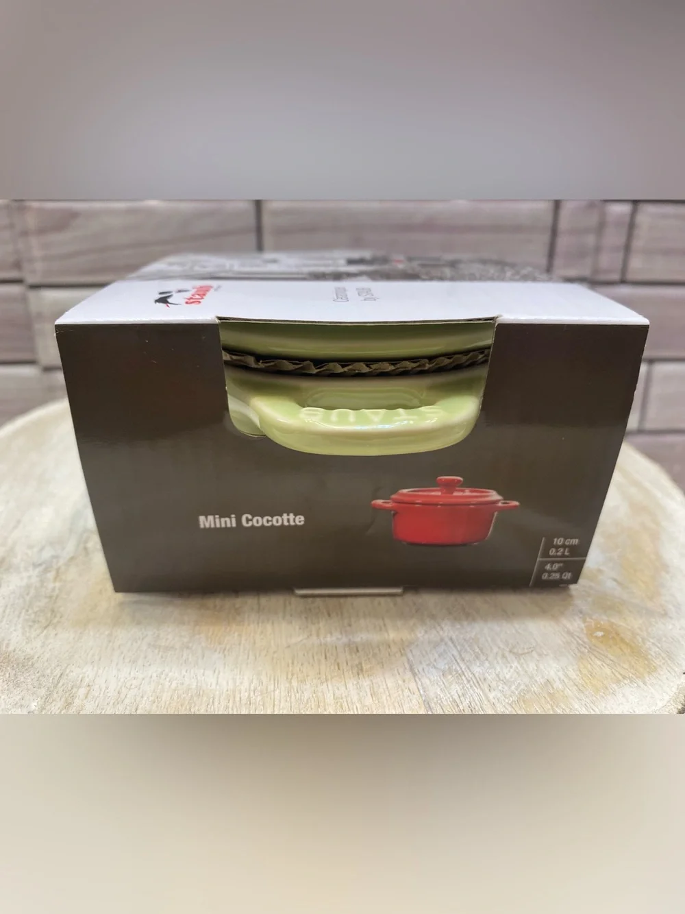 STAUB ❤️Ceramics Mini Round Cocotte 10cm Macaron Light Blue& Green NIB